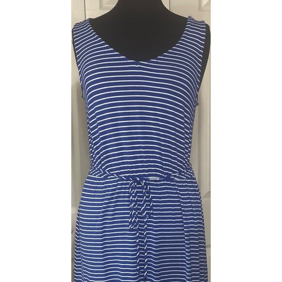 Women's Merona Sundress Blue w/White Stripes Rayon Spandex Blend Junior's Size M - Picture 3 of 12